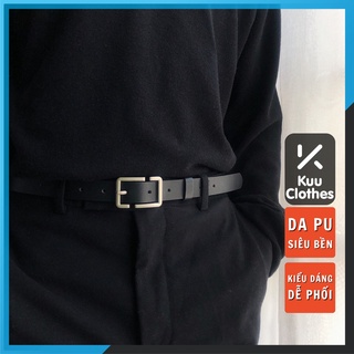 Thắt Lưng Unisex Cao Cấp Bản Nhỏ BBelt Mặt Chữ B Kuu Clothes Màu Đen Đẹp  - Dây Lưng Da PU Mặt Kim Loại Hàn Quốc - BBelt