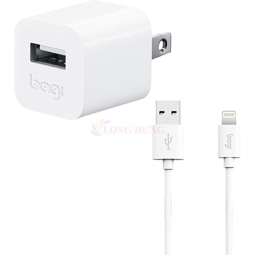 Cốc sạc Bagi 1A 1USB + Cáp Lightning 1m CB-I51/CB-I51Z - Hàng chính hãng