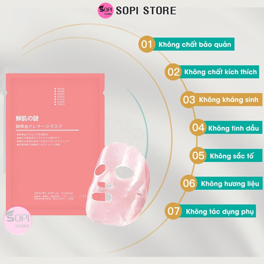 Mặt nạ nhau thai cừu cuống rốn tế bào gốc Nhật Bản Rwine beauty stem cell placenta mask - Sopi Store