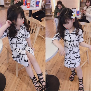 Sỉ áo váy sơmi hoạ tiết chữ