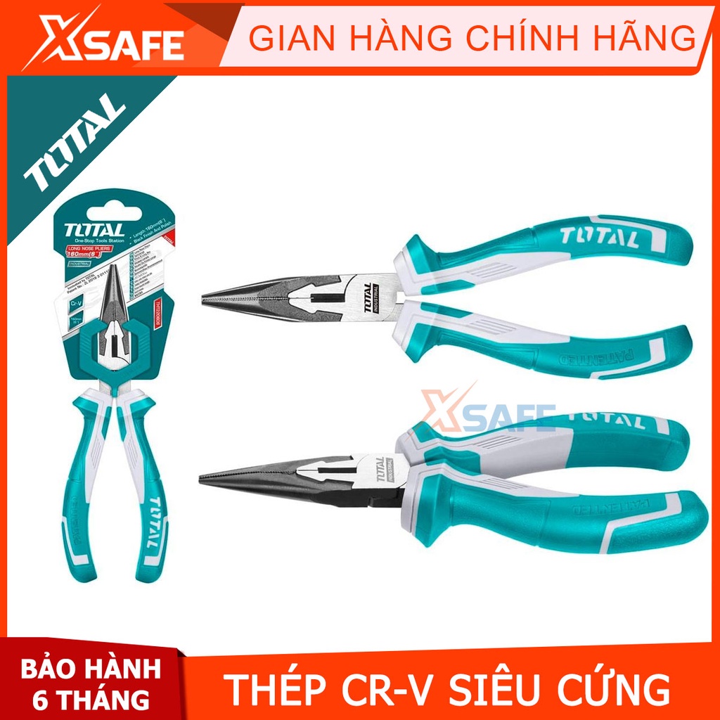 Kìm mỏ nhọn dài TOTAL THT220606 6inch kềm mỏ dài thép Cr-V siêu cứng chống rỉ sét, tay cầm cao su chống trơn trượt