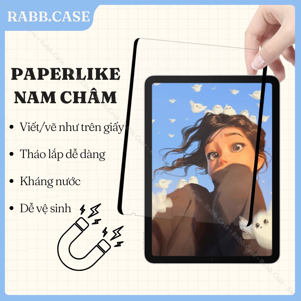 Miếng dán Paperlike nam châm chống nước, dễ dàng tháo lắp, nam châm từ tính cao hít chặt màn hình, phù hợp với Apple Pen