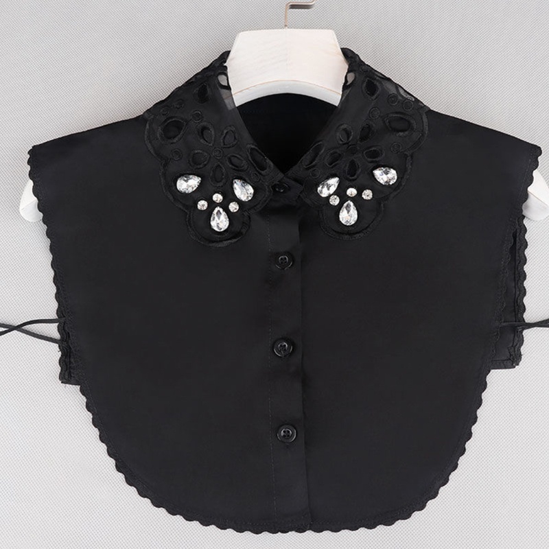 Cổ áo sơ mi giả bằng cotton phối ren hoa đính kim cương giả có thể tháo rời thời trang cho nữ | BigBuy360 - bigbuy360.vn