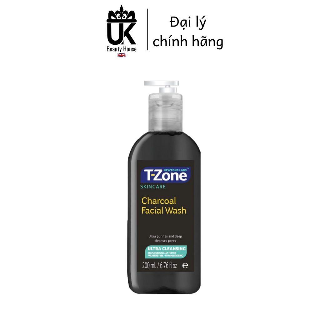 Gel rửa mặt sạch sâu than hoạt tính T-Zone Charcoal Facial Wash 200ml