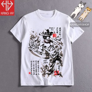 Áo thun màu trắng ace one piece vải cotton 4 chiều 133