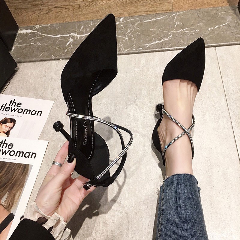 Giày cao gót RENBEN đính đá thiết kế thoải mái phong cách Hàn Quốc tùy chọn màu sắc cho nữ