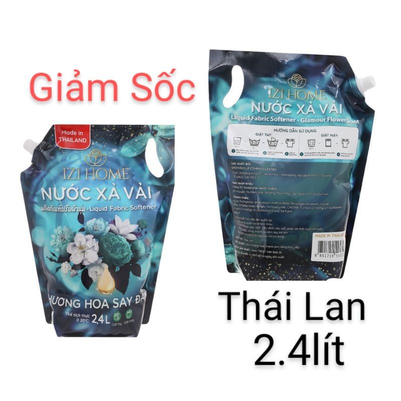 [ Thái Lan ] Nước xả vải IZI HOME hương hoa say đắm túi 2.4 lít