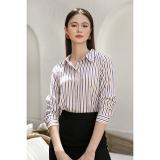 Áo Sơ Mi Lụa Sọc Blue Orange