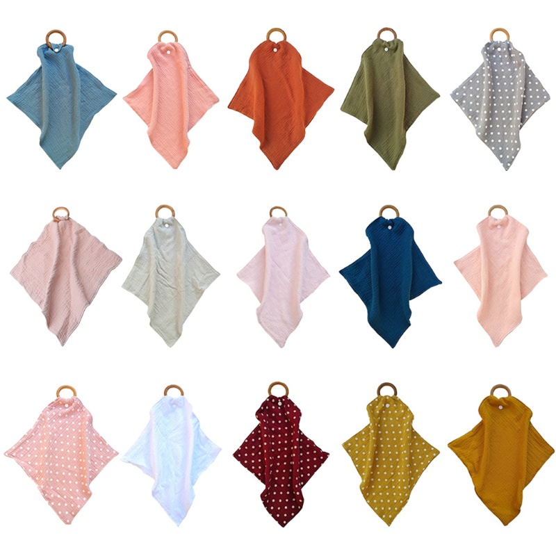 Khăn Yếm Vải Cotton Có Vòng Nhẫn Dùng Làm Quà Tặng Cho Bé