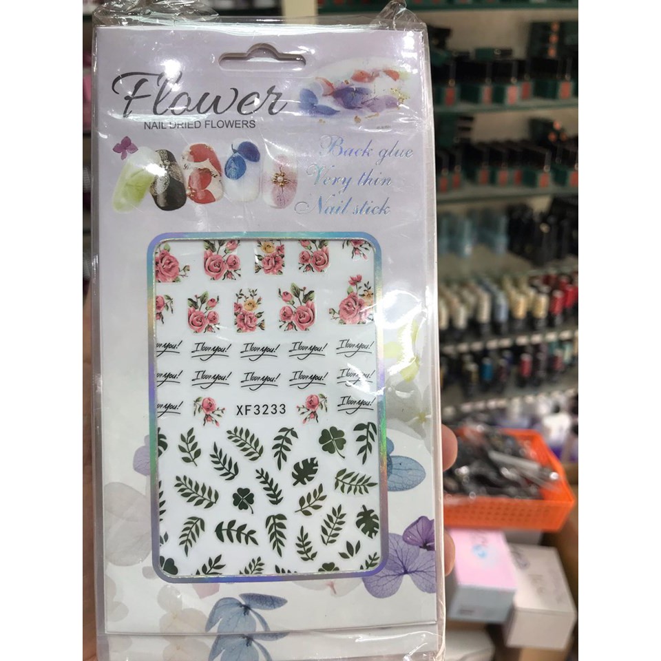 Sticker Mẫu Hoa Flower Lá Cành Mới Dán Trang Trí Móng Tay 3D