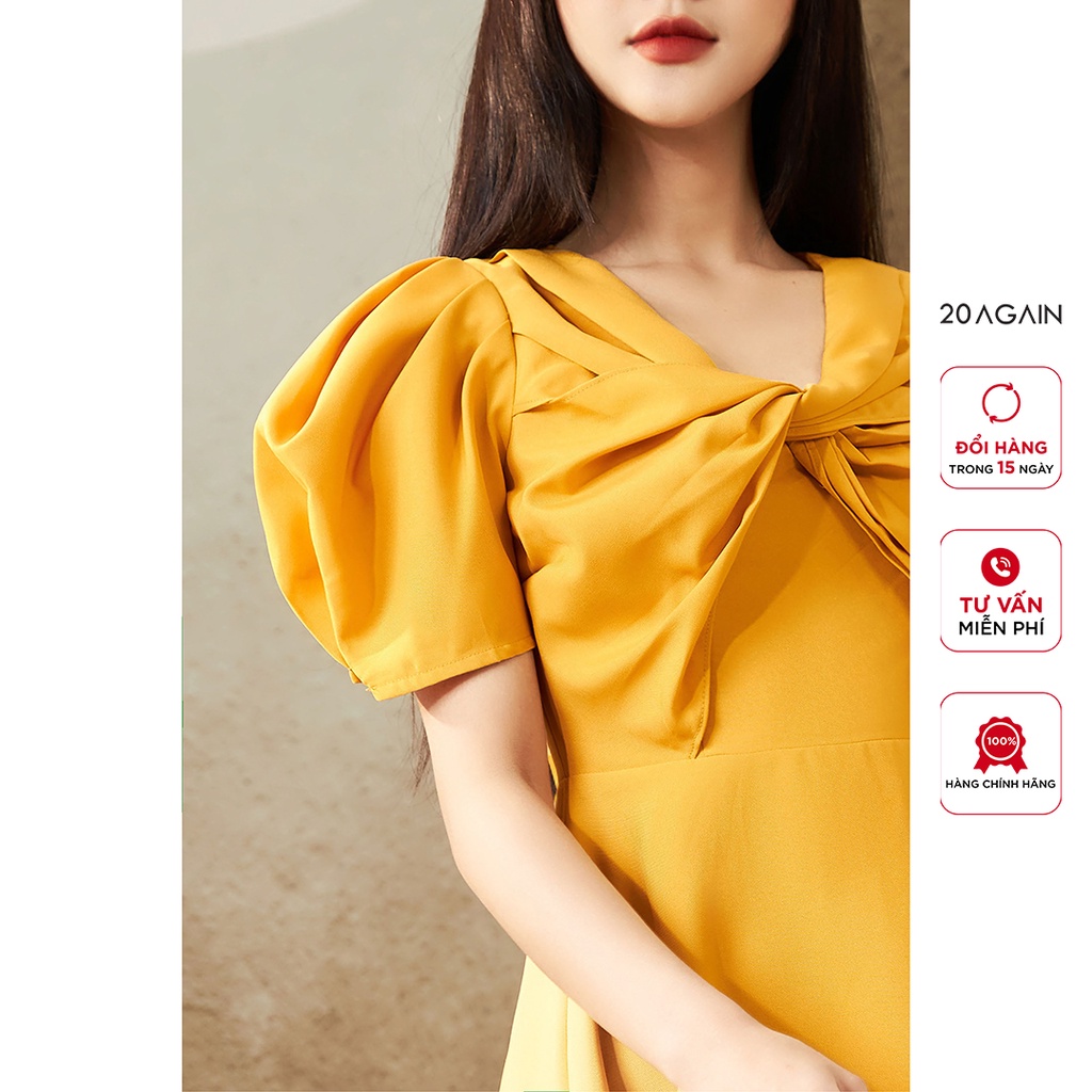 Đầm Xòe ngắn tay xoắn nơ ngực DDW0576 - 20AGAIN | BigBuy360 - bigbuy360.vn