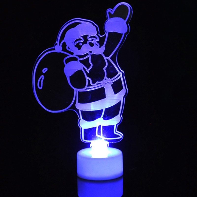 Đèn LED acrylic hình người tuyết/cây thông noel nhiều màu dùng trang trí dịp giáng sinh