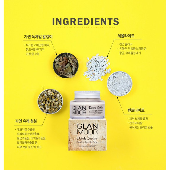Mặt nạ thải độc da và loại bỏ bụi mịn Hàn Quốc Glan Moor Detok Zeolite Clearing Bubble 125mg