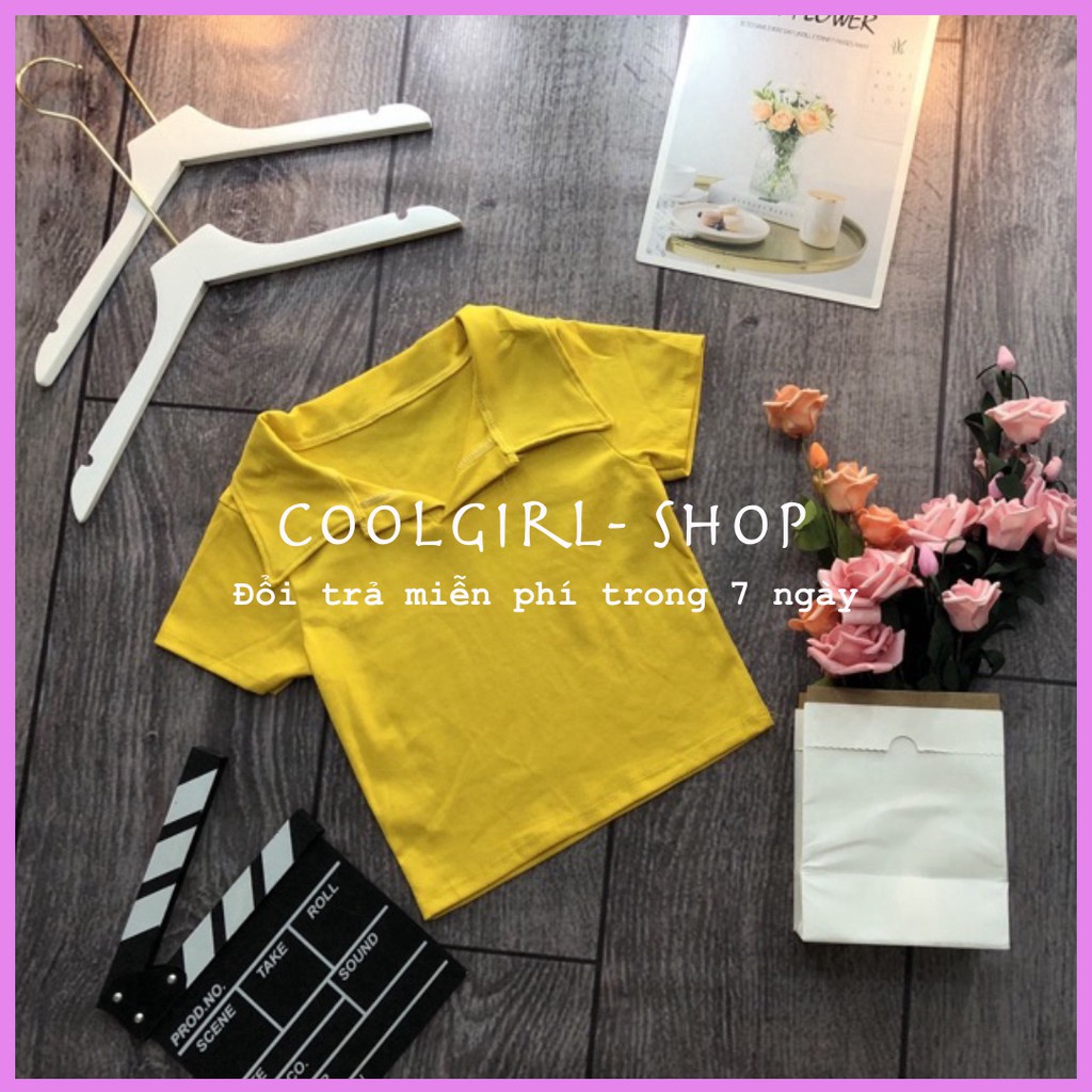 Áo croptop POLO trơn cổ bẻ hàng cao cấp | BigBuy360 - bigbuy360.vn