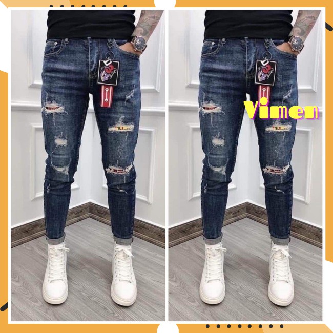 Quần Jean Nam Rách XANH BẠC MÃU MỚI Đẹp Cao Cấp Hàng Chuẩn SHOP VIMEN