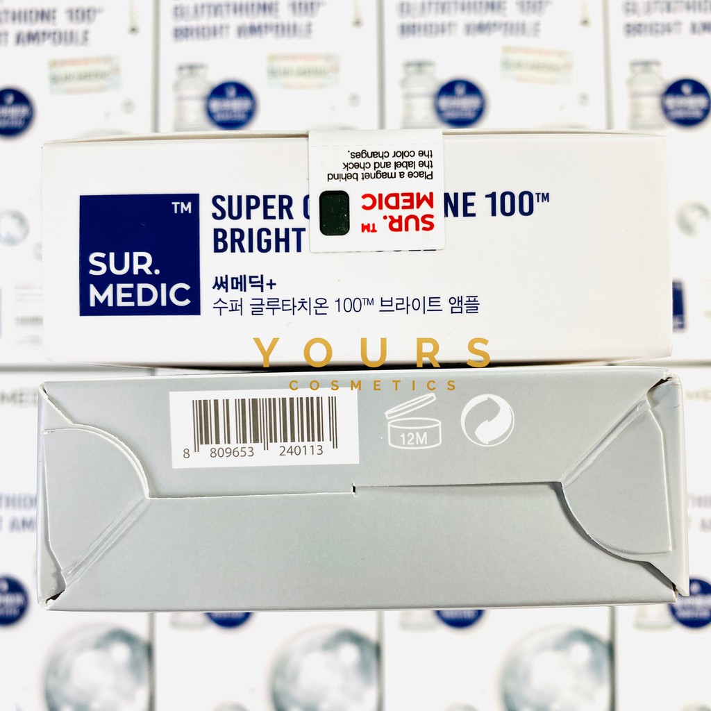 [Auth Hàn] Serum Truyền Trắng Sur.Medic + Super Glutathione 100 Bright Ampoule - Có Chứng Nhận An Toàn Bộ Y Tế