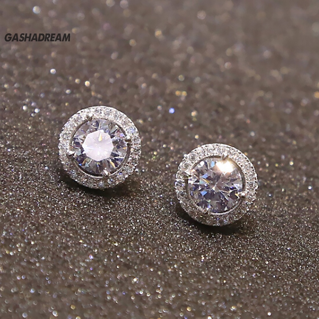Bông tai mạ bạch kim đính đá zircon thanh lịch
