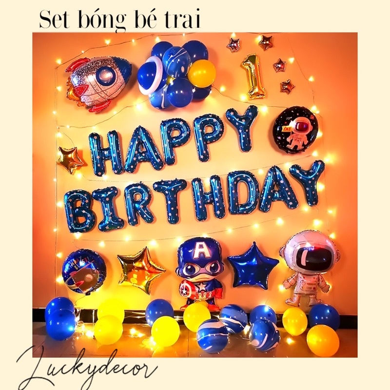 Set Bóng Bay Trang Trí Sinh Nhật Cho Bé Trai Đủ Phụ Kiện MP67