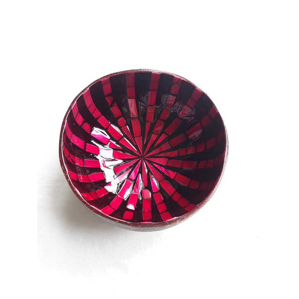 BÁT GÁO DỪA KHẢM TRAI NGHỆ THUẬT, bát dừa ăn salad, bát dừa decor trang trí