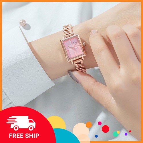 Đồng hồ lắc tay nữ kimio 6412 mặt chữ nhật dây xích chống xước chính hãng