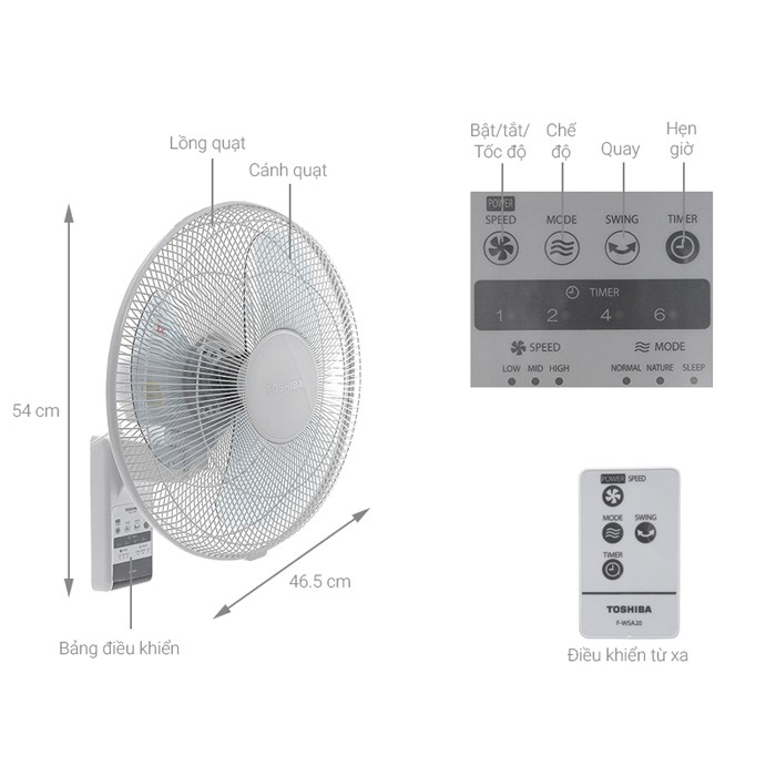Quạt treo tường Toshiba F-WSA20(H)VN