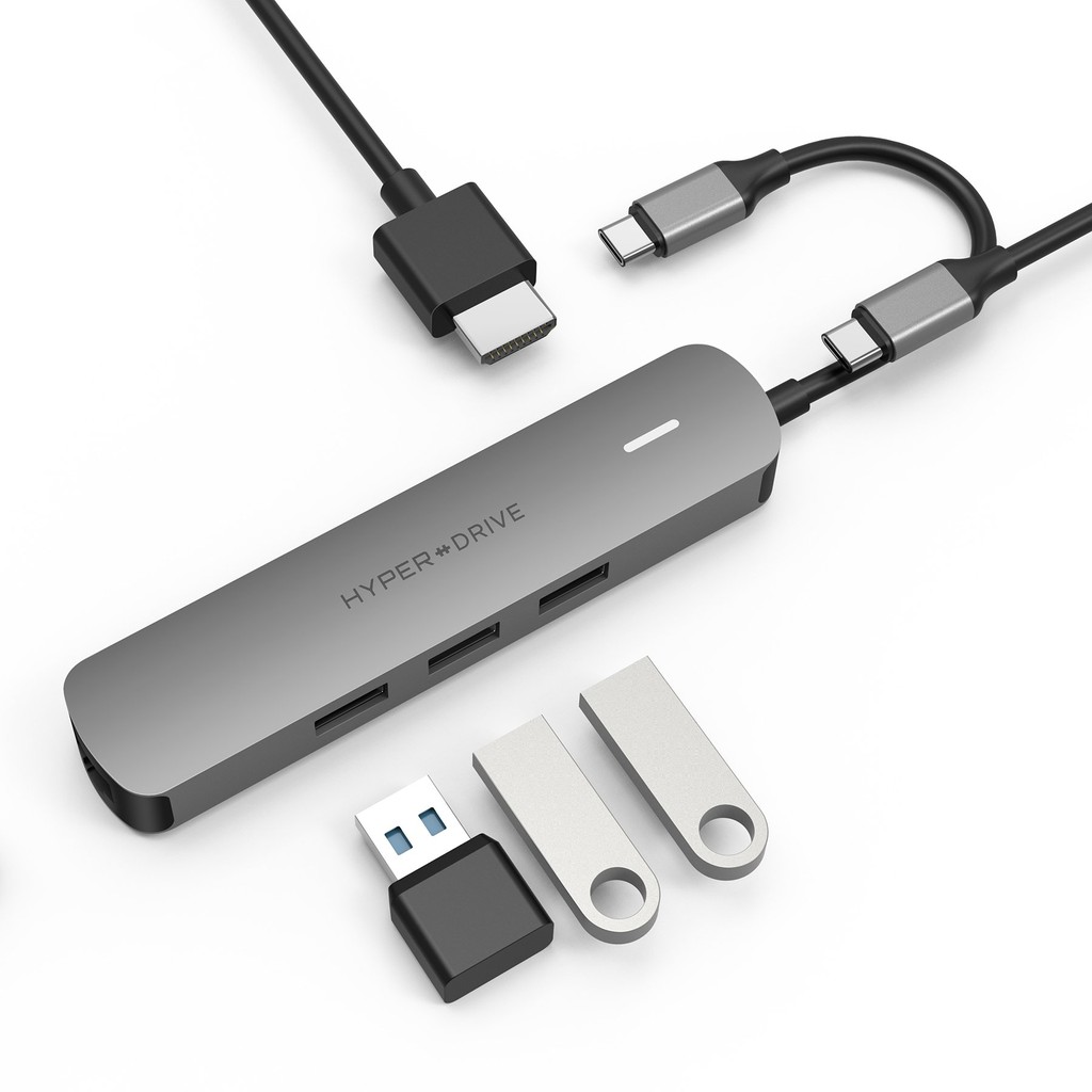 Cổng chuyển HyperDrive 4k HDMI 6-in-1 USB-C Hub cho Macbook, Ultrabook & USB-C Devices - Lan - HD233B