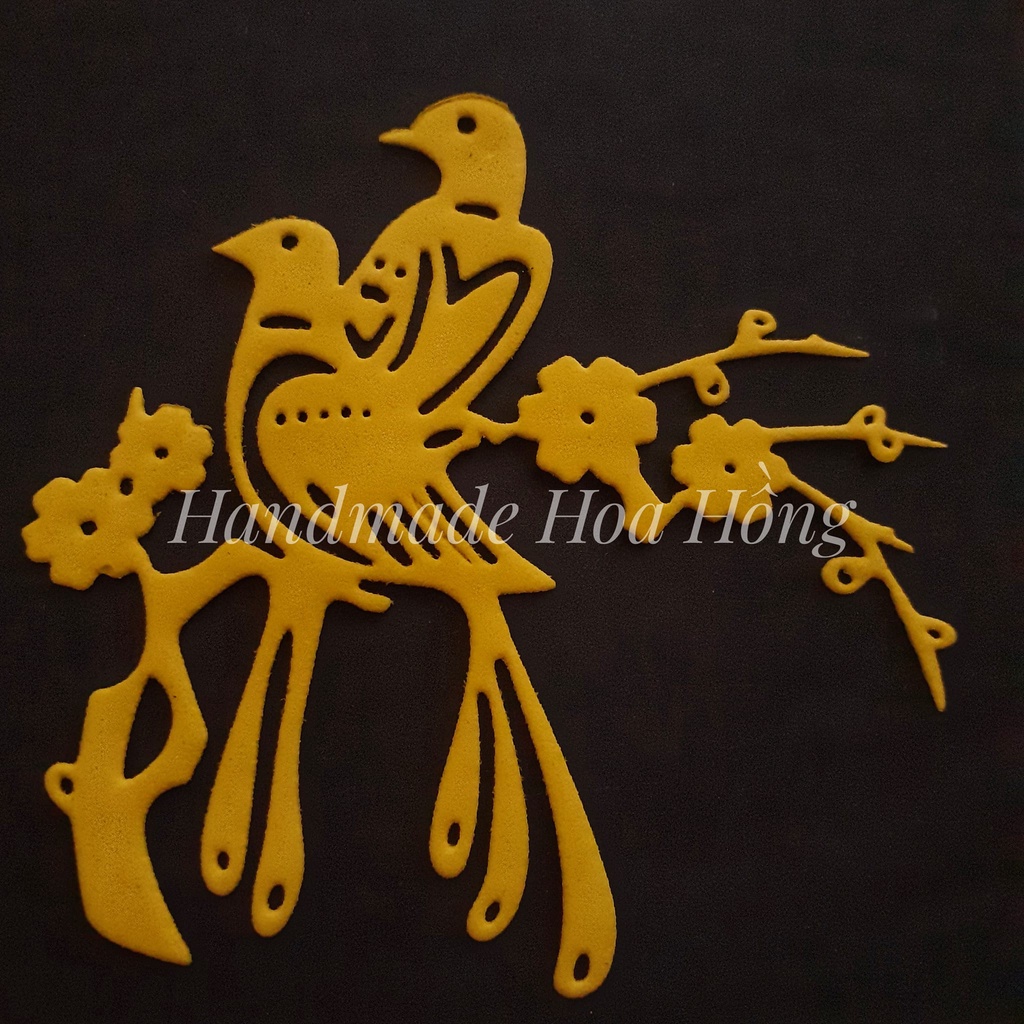 4 Hình chim đậu bằng giấy xốp dày 1mm, size: 8.5 x 8cm - Hình trang trí thiệp, phong thư, bao lì xì , bưu thiếp