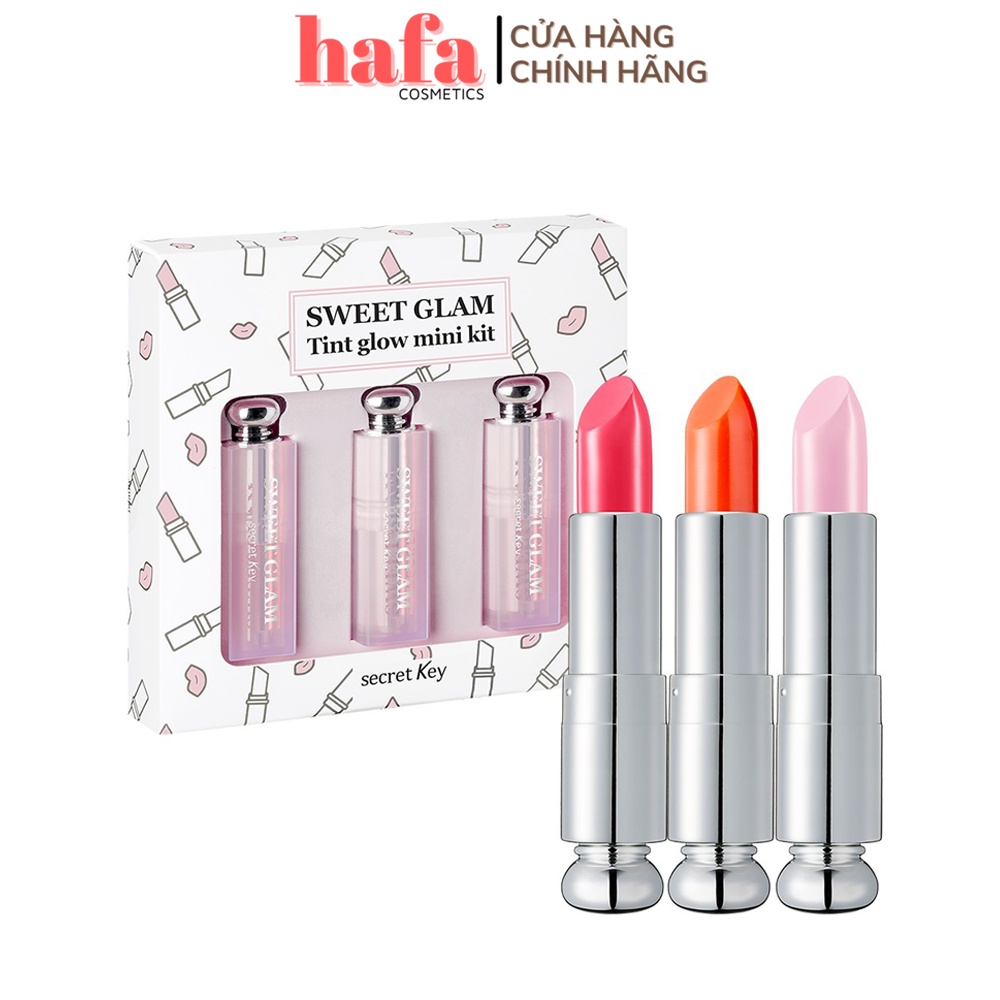 Set 3 son dưỡng môi có màu Secret Key Sweet Glam Tint Glow Mini Kit