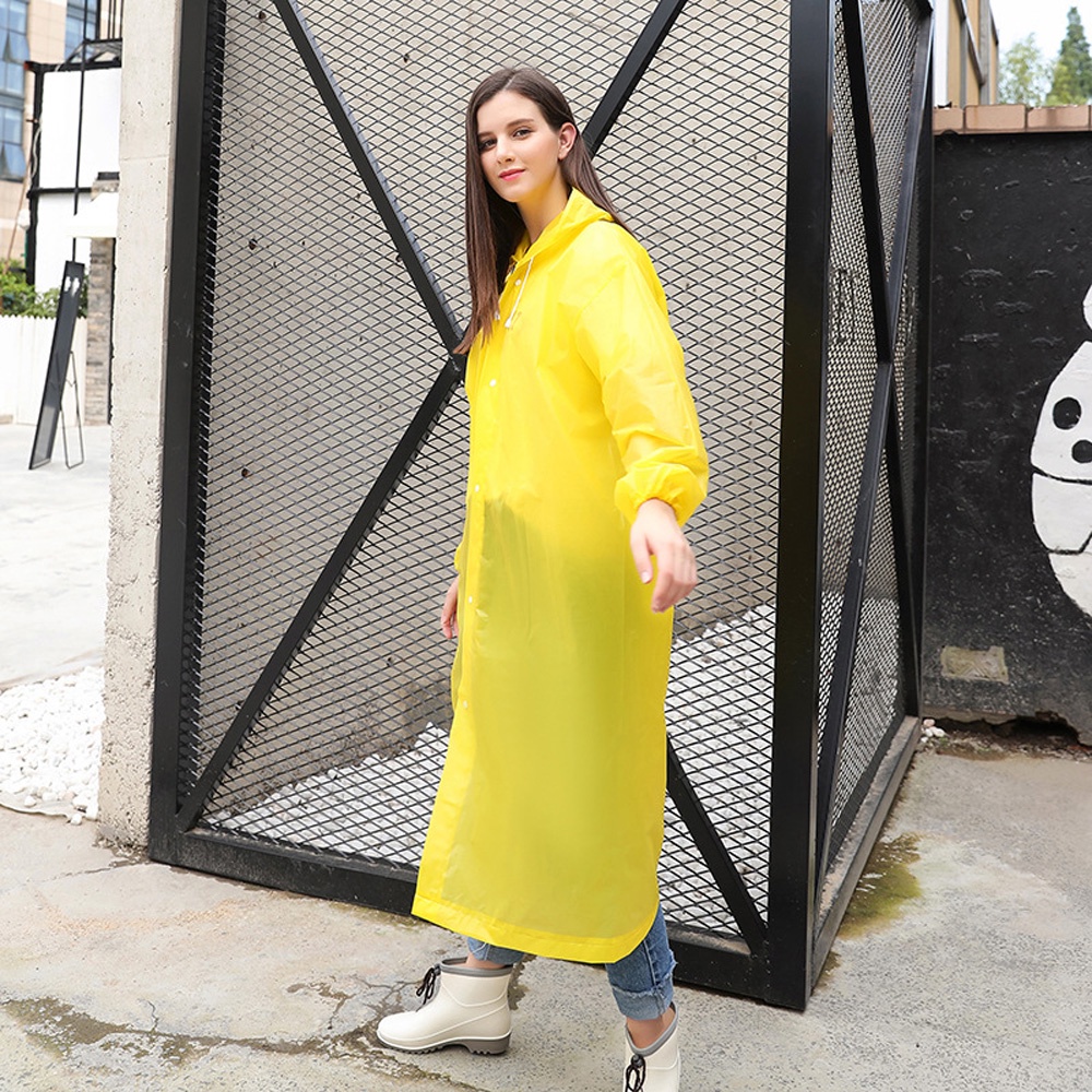 Áo Mưa Trong Suốt Tay Dài Có Mũ Trùm Cài Nút Có Thể Tái Sử Dụng Cho Người Lớn