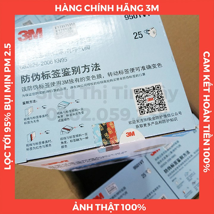 HÀNG CHÍNH HÃNG - Khẩu trang 3M 9501VT, khẩu trang N95 có van thở, lọc tới 95% bụi mịn PM2.5 có hại, chống ung thư phổi | BigBuy360 - bigbuy360.vn