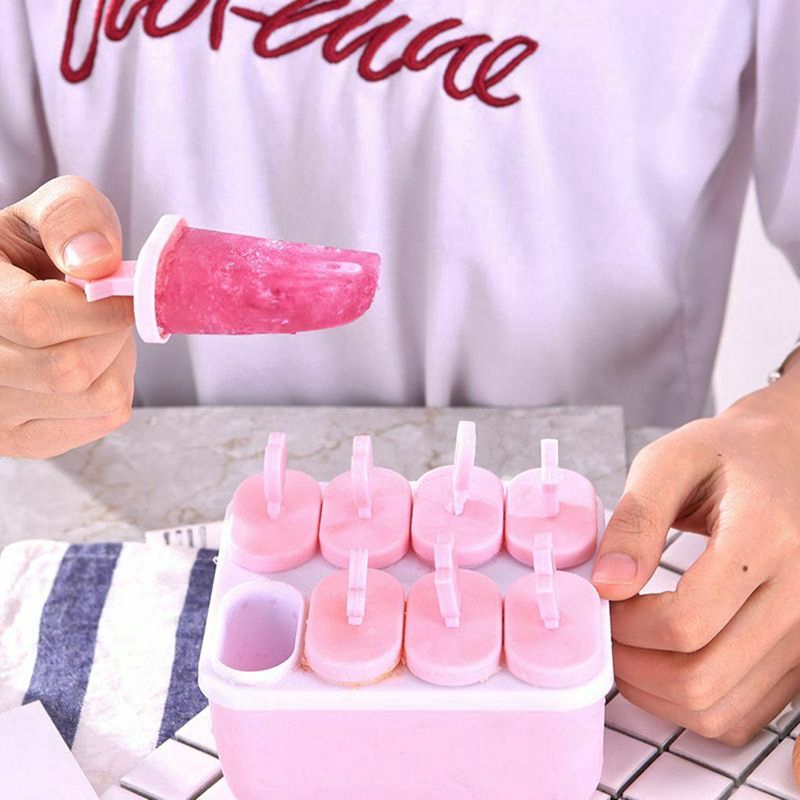 1 Pc 8 Grid Summer DIY Plastic Ice Cream Frozen Lolly Juice Mold/ Homemade Popsicle Making Mould