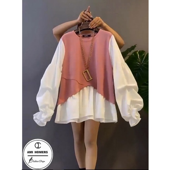 Áo liền thân thời trang ami dáng xòe cổ tròn tay phồng - A01 | BigBuy360 - bigbuy360.vn