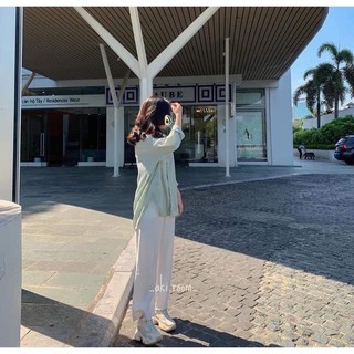 Áo sơ mi basic lụa tăm Ulzzang (hình thật, hàng có sẵn)