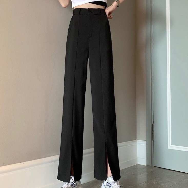 Quần Dài Cạp Cao Dáng Dài Xẻ Gấu Trước Phong Cách Ulzzang_Mẫu Mới Nhất D5