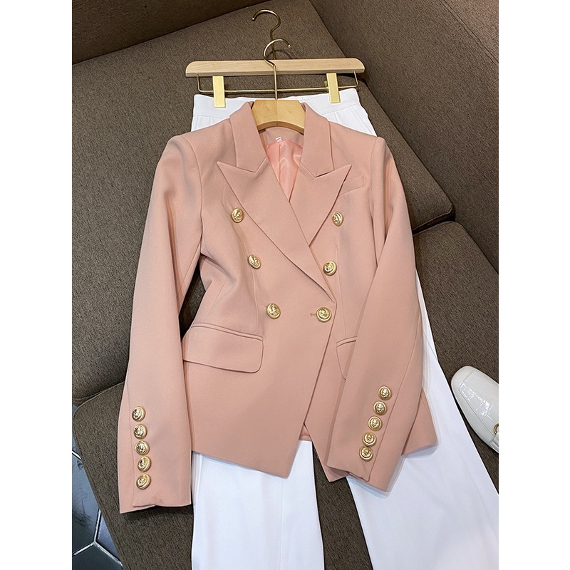 Áo khoác vest blazer nữ màu hồng nude túi cơi ngưc QUYNH DESIGN AV014