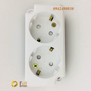 Ổ cắm đôi Schuko 16A Hàn Quốc lắp nổi có chân tiếp địa FS-SKN2