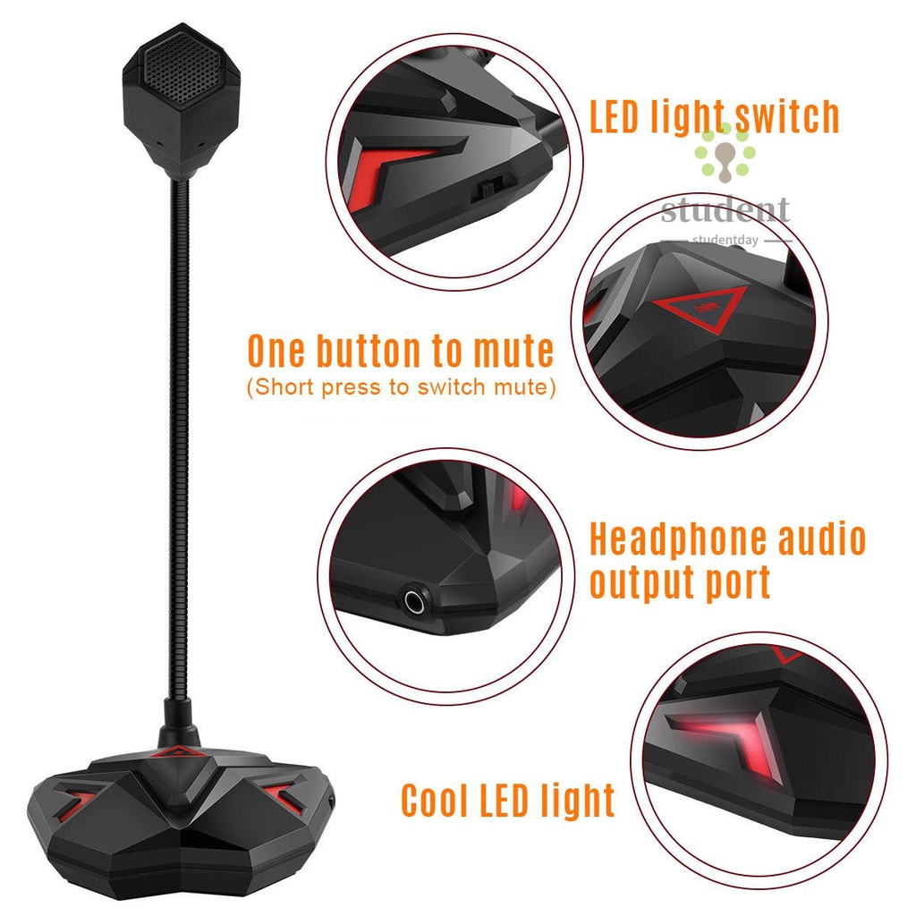 Micro Để Bàn Có Thể Điều Chỉnh Xoay 360 Độ Có Đèn Led Cổng Usb | BigBuy360 - bigbuy360.vn