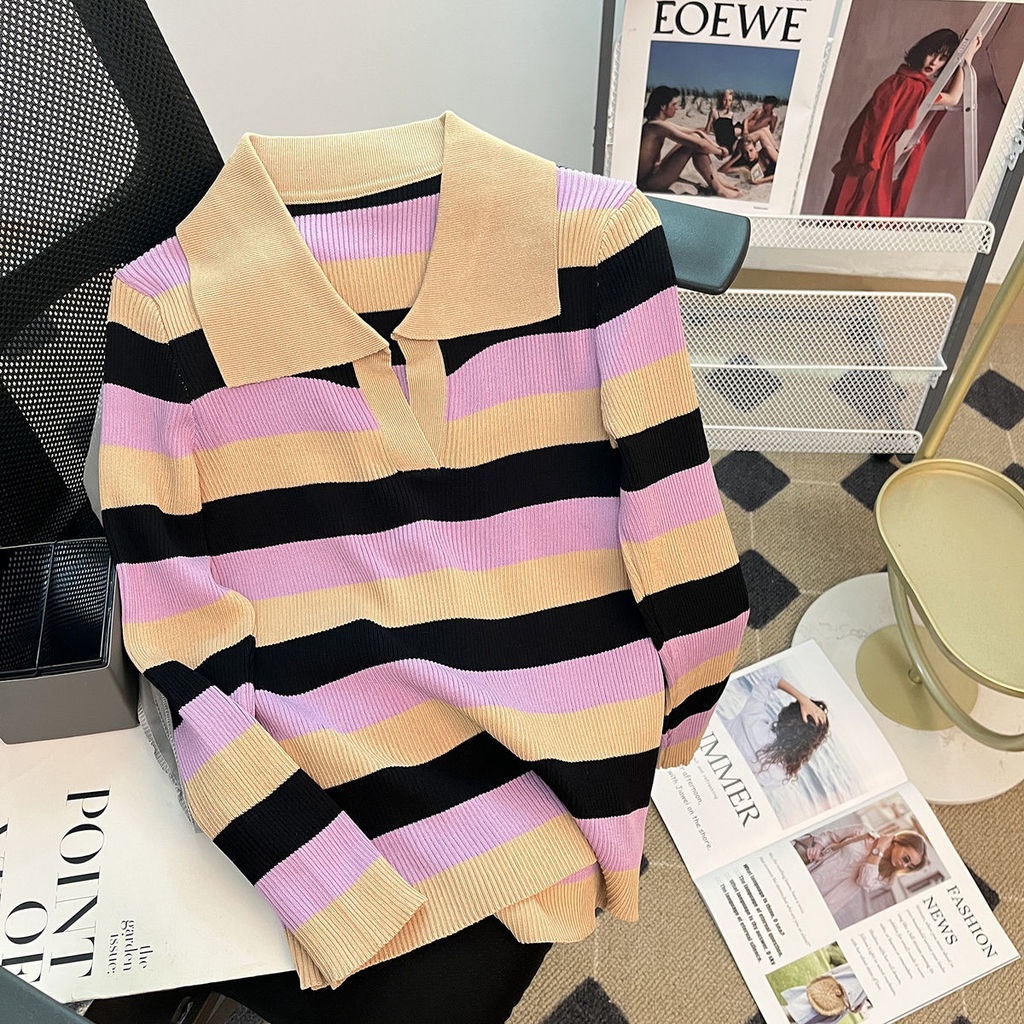 Áo Sơ Mi Dài Tay Họa Tiết Kẻ Sọc Phong Cách Phương Tây Mới Cho Nữ