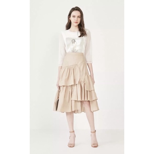 Vero Moda chân váy xếp lớp viền bất đối xứng cạp cao size S new tag