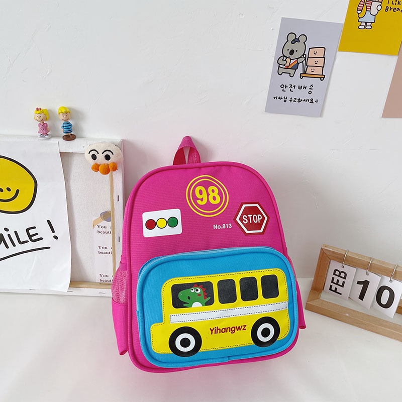 Balo trẻ em, balo cho bé đi học mẫu giáo mầm non hình ô tô xinh xắn chất liệu cao cấp BinBoKids