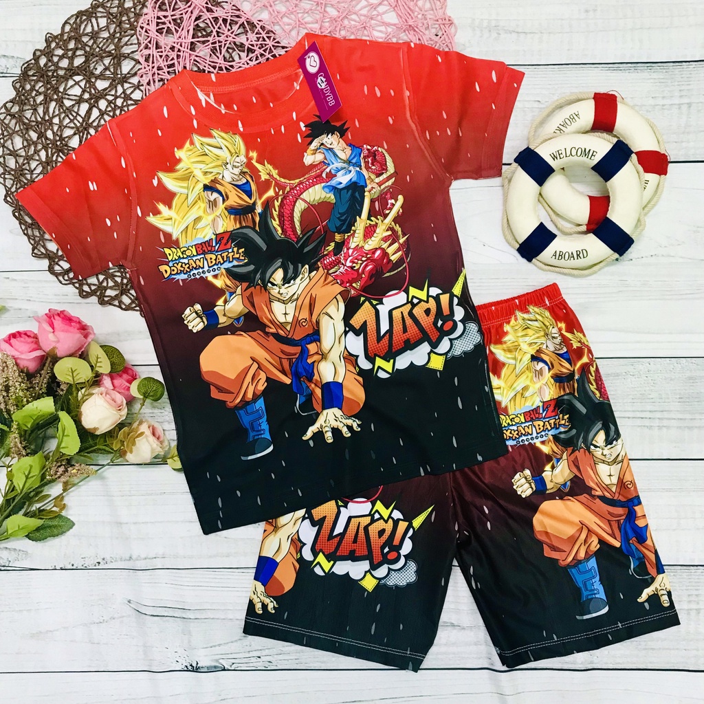 Đồ bộ thun lạnh hình Songoku Bảy viên ngọc rồng Dragon Ball bé trai vải đẹp