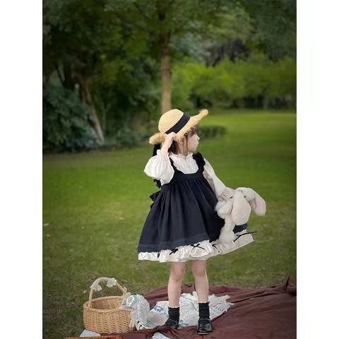 Đầm Công Chúa Phong Cách retro Thời Trang Xuân Thu Dành Cho Bé Gái 1-8 Tuổi