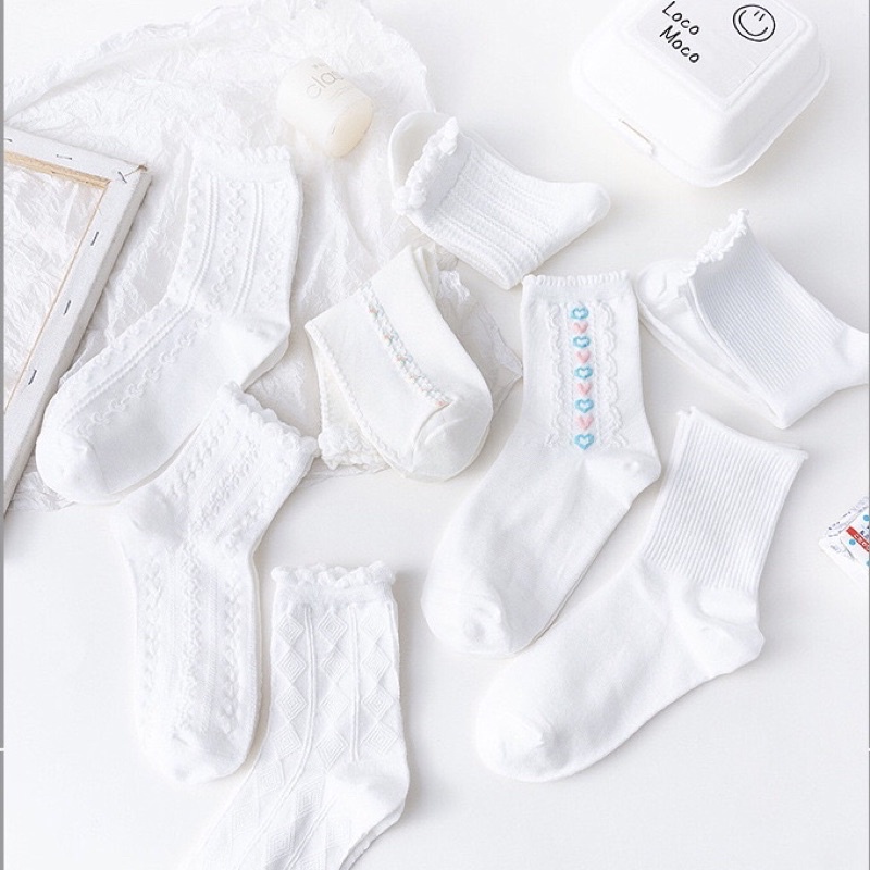 Tất trắng cổ cao lolita dễ thương dành cho nữ sinh bạn nữ bạn gái phong cách Nhật Bản Hàn Quốc