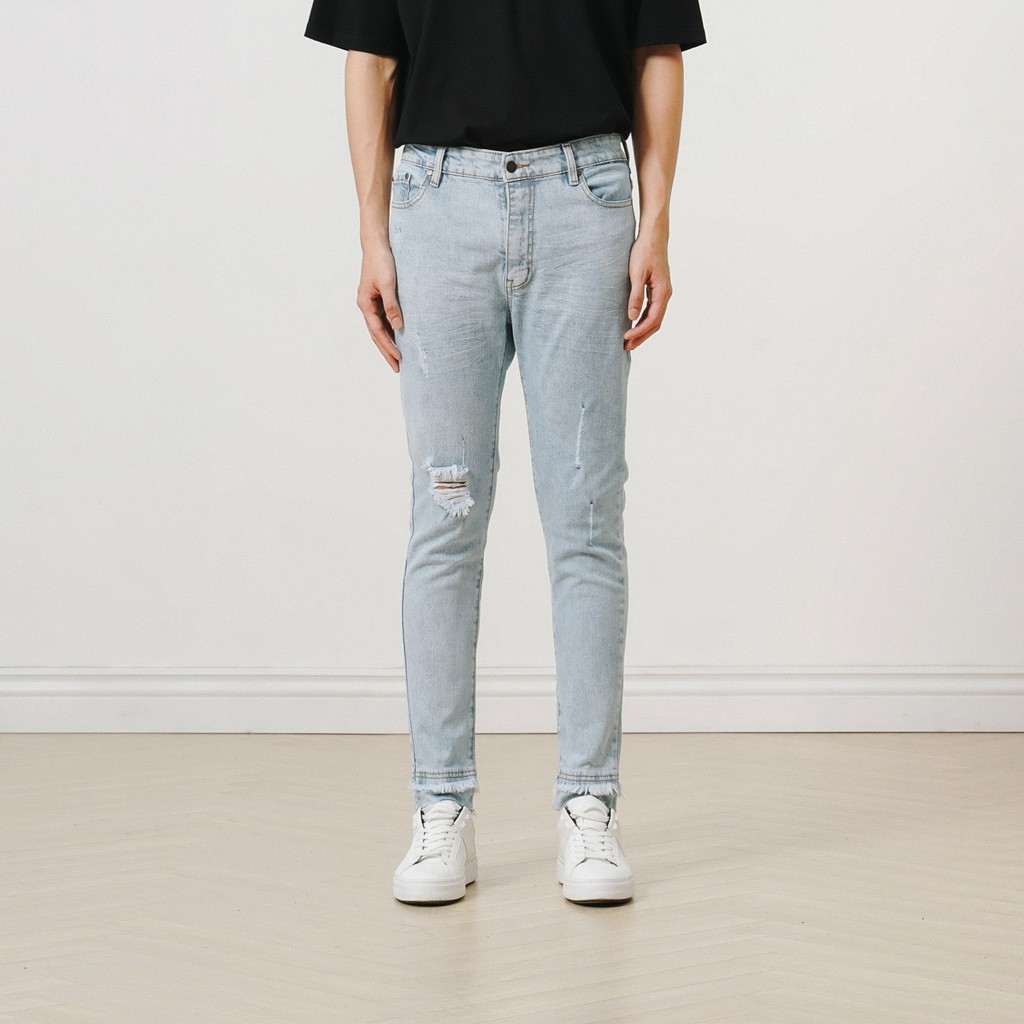 Quần Jeans Nam Rách Gấu UNICUS Ciel Blue Jeans | BigBuy360 - bigbuy360.vn