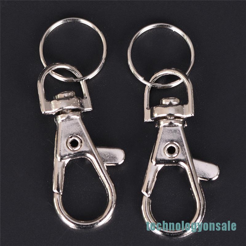 Bộ 10 cái móc khóa kẹp tôm hùm màu bạc có khớp xoay tiện lợi