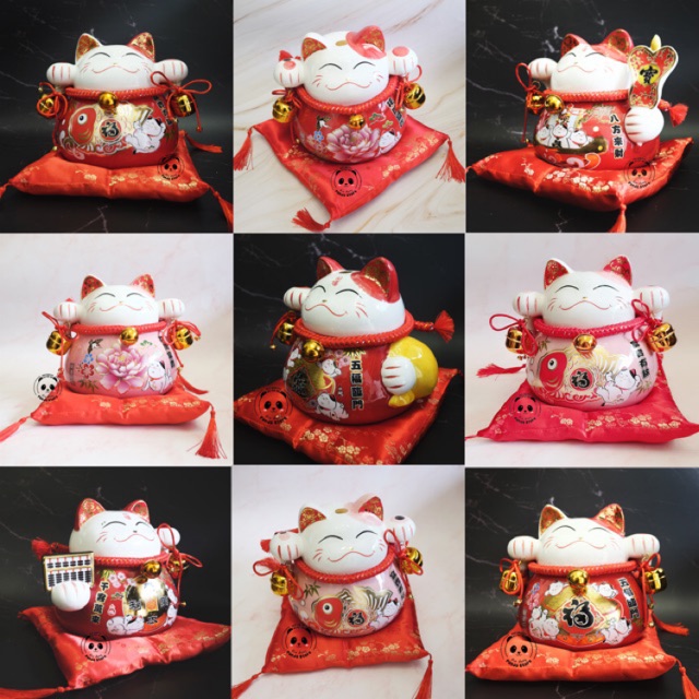 Nhập mã  giảm 25%. Mèo thần tài cỡ đại, mèo may mắn  Maneki Neko loại 22cm