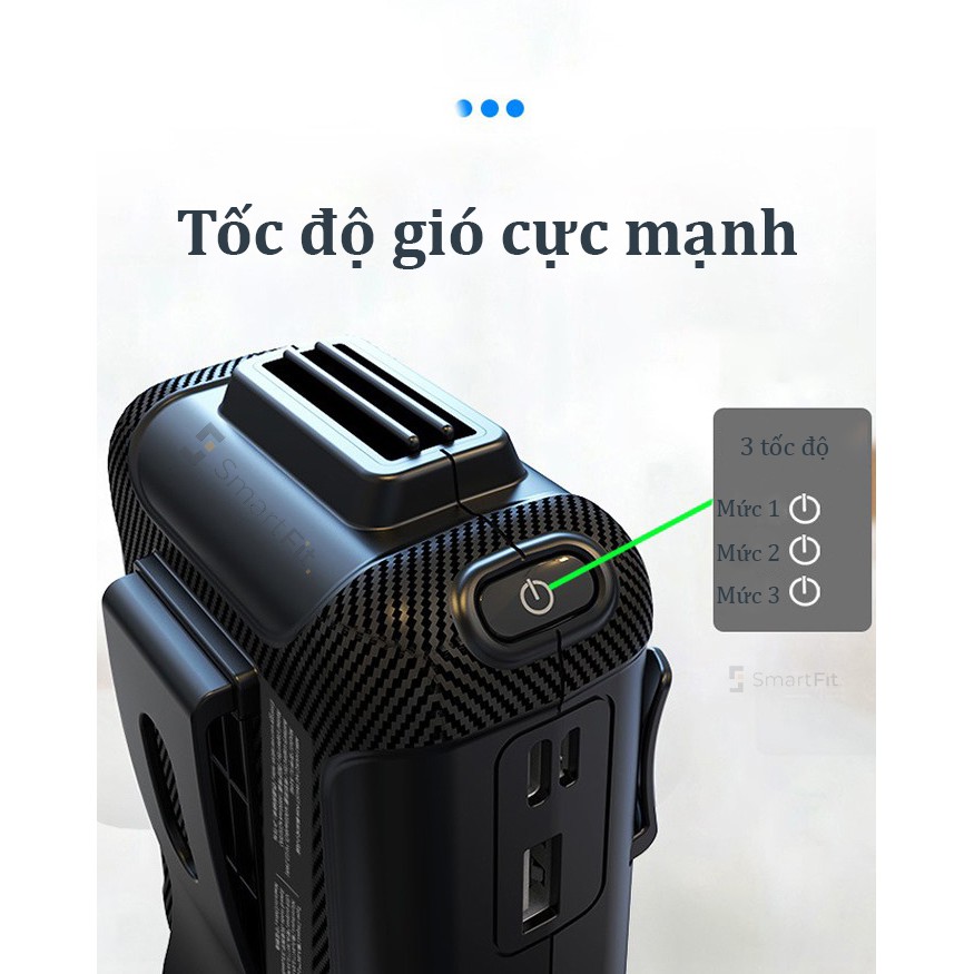 Quạt đeo thắt lưng đeo cổ mini kiêm sạc dự phòng siêu bền bỉ 12H - Chém văng cơn nóng