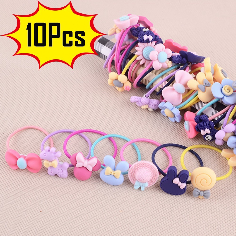 Set 10 Dây Buộc Tóc Co Giãn Đáng Yêu Cho Nữ