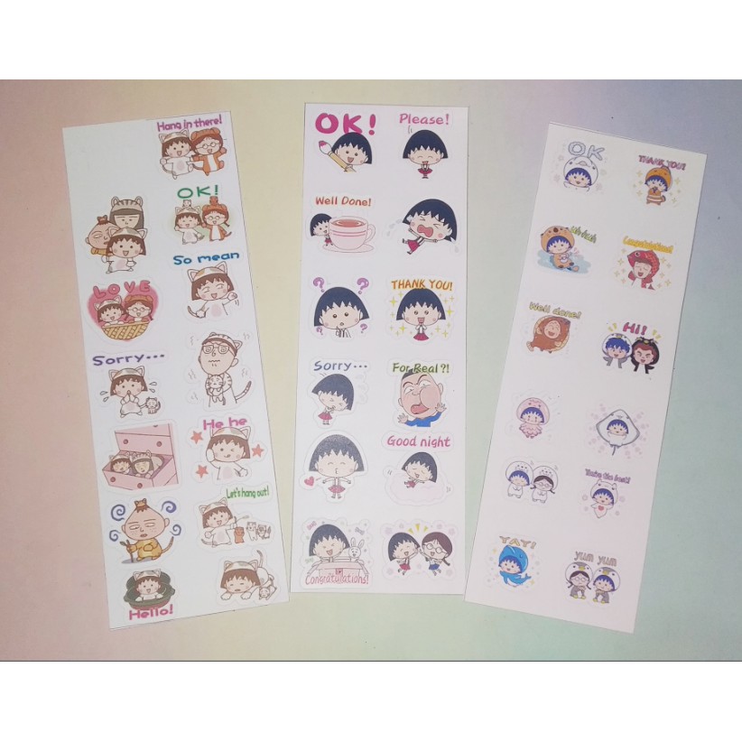 sticker maruko SI41 sticker hoạt hình cute hình dán dễ thương trang trí dán sổ dán điện thoại 1 tờ bullet journal