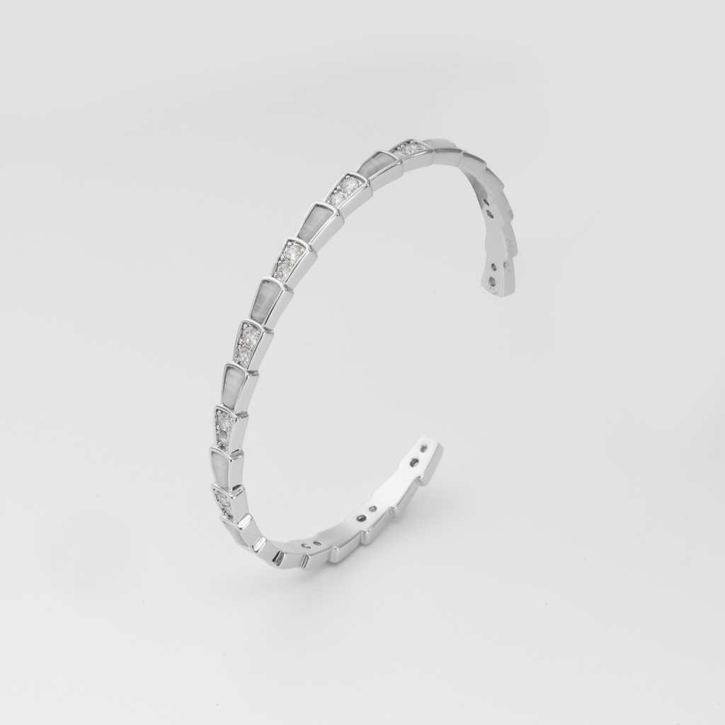 Vòng tay nữ Lyz and Liam Serpenti Viper L&amp;L Cuff Silver LL2019SV - Gift Box Hộp quà tặng nơ đỏ